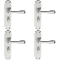 Loops 4x PAIR Smooth Round Bar Handle on Bathroom Backplate 185 x 40mm Satin Chrome