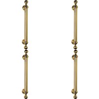 Loops 4x Ornate Pull Handle with Reeded Grip 353mm Fixing Centres Polished Brass in Metallics