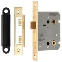 Loops Locking Bathroom Door Sashlock Latch Square Forend 76mm Satin Brass in Metallics