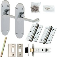 Loops Door Handle & Latch Pack Chrome Victorian Scroll Lever Backplate 170 x 42mm