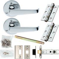 Loops Door Handle & Latch Pack Chrome Victorian Straight Lever 59mm Round Rose