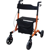 Loops Orange Deluxe Ultra Lightweight Aluminium 4 Wheeled Rollator Foldable Walker