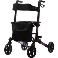 Loops Purple Aluminium 4 Wheel Rollator Walking Aid - Flat Folding 136kg Weight Limit