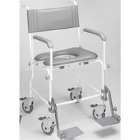Loops Attendant Propelled Shower Commode Chair - 17 Inch Seat Width - 4 Braked Castors