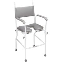 Loops Static Shower Commode Chair - One Piece Tubular Steel Frame - 17 Inch Seat Width in Metallics