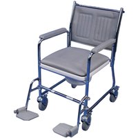Loops Mobile Wheeled Commode - Detachable Footrests - 7.5 Litre Pail - Braked Castors