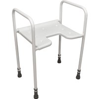 Loops Height Adjustable Bathroom Shower Stool - Front Cutaway - Tubular Steel Frame in Metallics