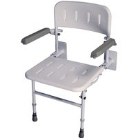 Loops Deluxe Wall Mounted Shower Seat with Arms Fold Away - Rust free Aluminium
