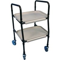 Loops Height Adjustable Meal Trolley - Clip on Trays - Tubular Steel Frame - 850 955mm in Metallics