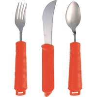 Loops 3 Piece Bendable Cutlery Set - Fork Knife & Spoon - Diswasher Safe - Red