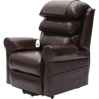 Loops Dual Motor Rise & Recline Armchair - Waterfall Pillow - Chestnut PU Leather