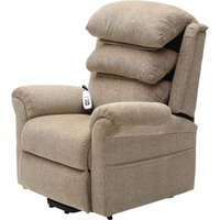 Loops Dual Motor Rise & Recline Armchair - Waterfall Pillow Oatmeal Chenille Fabric