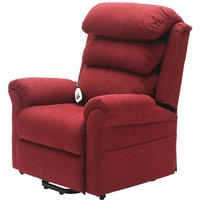 Loops Dual Motor Rise & Recline Armchair - Waterfall Pillow - Red Chenille Fabric