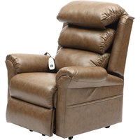 Loops Wall Hugging Rise & Recline Lounge Chair - Wipe Clean PU Leather - Nutmeg