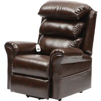 Loops Wall Hugging Rise & Recline Lounge Chair - Wipe Clean PU Leather - Chestnut