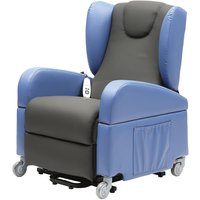 Loops Dual Motor Rise & Recline Lounge Chair - Wipe Clean PU Fabric Black & Blue