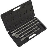 Loops 5 Piece SDS MAX Demolition Kit - Flat & Pointed Chisels - Sturdy Storage Case in Metallics