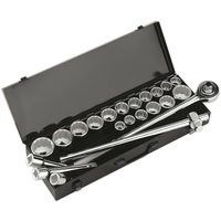 Loops 22 PACK Socket Set - 3/4" Square Drive - 12 Point Socket Kit - Chrome Vanadium