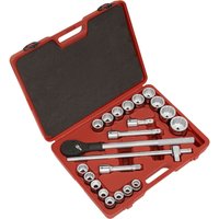 Loops 22 PACK Socket Set - 3/4" Metric Square Drive - 12 Point Socket & Ratchet Handle