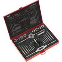 Loops 28pc Imperial Tap & Split Die Set - 1/8 to 1/2" - Manual Bar & Socket Threading