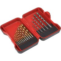 Loops 17 Piece Drill Bit Set - 12 Titanium Coated HSS & 5 Tungsten Steel Masonry Bits in Metallics