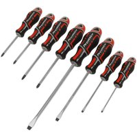 Loops 8 PACK Premium Soft Grip Screwdriver Set - Slotted & Phillips Various Sizes RED