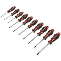 Loops 10 PACK Premium Soft Grip Screwdriver Set - TRX Star Security Various Sizes RED