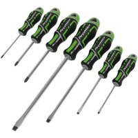 Loops 7 PACK Premium Soft Grip Screwdriver Set - Slotted & POZI Various Size GREEN