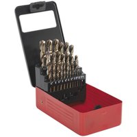 Loops 25 Piece Fully Ground HSS Cobalt Drill Bit Set - 1mm to 13mm - Split Point Tip