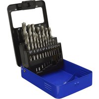 Loops 19 Piece Fully Ground HSS Drill Bit Kit - 1mm to 10mm Sizes - Split Point Tip