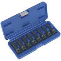 Loops 8 Piece Impact Socket Bit Set - 1/2" Square Drive - TRX-Star - Chromoly Steel in Metallics