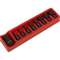 Loops 9 Piece Impact Hex Socket Bit Set - Steel Bit Holder - 1/2" Sq Drive - Chromoly in Metallics