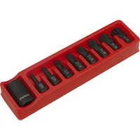 Loops 9 Piece Impact Spline Socket Bit Set - Bit Holder - 1/2" Square Drive - Chromoly