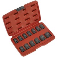 Loops 13 Piece Impact Socket Set - 1/2" Sq Drive - Chromoly Steel Total Drive Sockets in Metallics