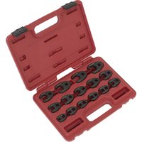 Loops 15pc Crows Foot Nut Spanner Socket Set - 3/8" Square Drive Ratchet - PHOSPHATE