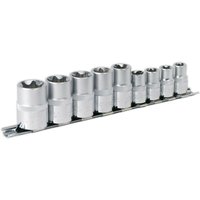 Loops 9 PACK TRX Star Socket Set - 3/8" & 1/2" Square Drive - E10 to E24 Female TORX
