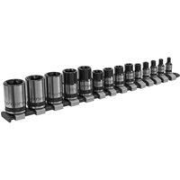 Loops 14 PACK TRX Star Socket Set - 1/4" 3/8" 1/2" Square Drive PREMIUM BLACK CHROME