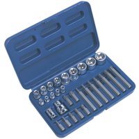 Loops 30pc TRX Star Socket & Hex Bit Set - 1/4" 3/8" 1/2" Square Drive - Male & Female
