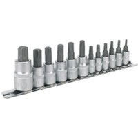 Loops 12pc TRX Star Socket Bit Set - 1/4" 3/8" 1/2" Square Drive - T10 to T60 TORX Kit