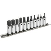 Loops 11pc S2 Steel Hex Socket Bit Set - 1/4" Square Drive - 1.5mm to 11mm Allen in Metallics