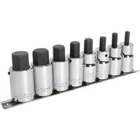Loops 8pc Hex Socket Bit Set 1/2" Square Drive 6mm to 19mm - 55mm Long Shaft S2 Steel in Metallics