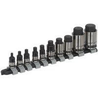 Loops 10pc STUBBY Hex Socket Bit Set - 1/4" 3/8" & 1/2" Square Drive Short Shaft Allen