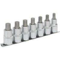 Loops 7pc Ribe Star Socket Bit Set - 1/2" Square Drive - 55mm Long S2 Steel Shafts in Metallics