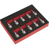 Loops 10pc TRX Star Socket Bit Set 3/8" Square Drive - T10 to T50 - 50mm Long Shaft