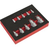 Loops 10pc STUBBY Hex Key Socket Bit Set - 1/4" 3/8" & 1/2" Square Drive Short Shaft