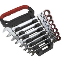 Loops 7pc FLEXIBLE HEAD Combination Ratchet Spanner Set 12 Point Metric Moving Socket