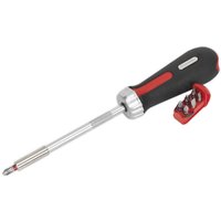 Loops 8 PACK Fine Tooth Ratchet Screwdriver Set - S2 Steel Bits - Integral Storage in Metallics