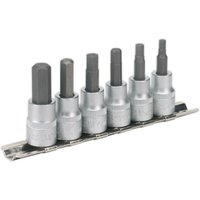 Loops 6pc Hex Key Socket Bit Set 3/8" Square Drive - 4mm to 10mm - S2 Steel Shafts in Metallics