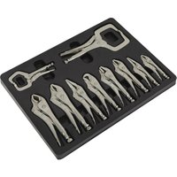 Loops 10 Piece Locking Pliers C-Clamp Set - Deep Cut Jaws - Chrome Vanadium Steel in Metallics