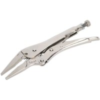 Loops 210mm Long Nose Locking Pliers - Deeply Serrated 60mm Jaws - Riveted Handle